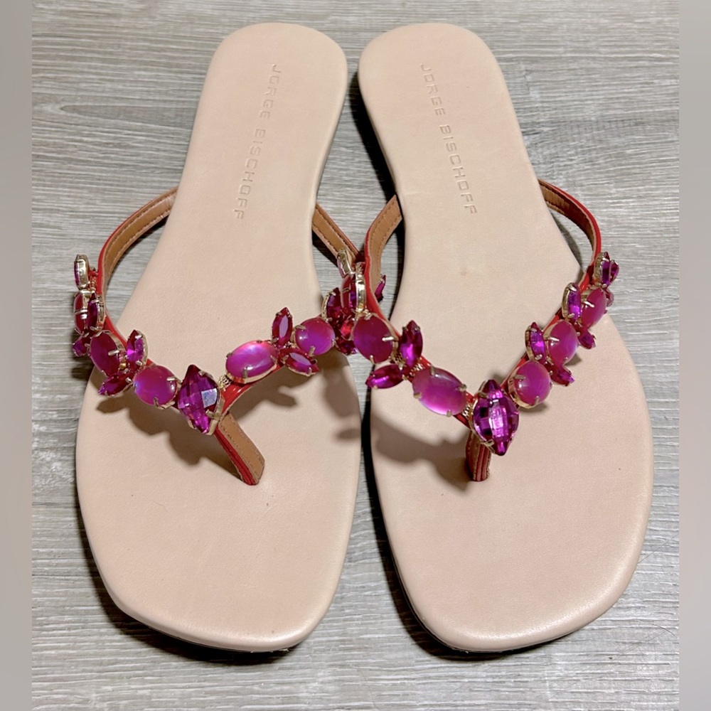 Jorge Bischoff Pink Rhinestone Sandals Size 10